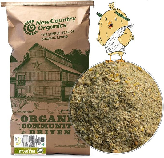 New Country Organics | Olive Oil Starter Feed for Baby Chicks | Corn-Free and Soy-Free | 21% Protein | Certified Organic and Non-GMO | 40 lbs