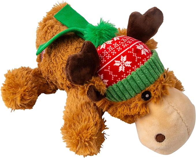 KONG Cozie Winter Reindeer - Plush Dog Toy with Winter Hat – Soft Cuddle Toy with Extra Layer for Durability, Gentle Chewing & Indoor Play