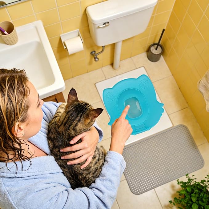 Pet Training System - Feline Bathroom Conversion Set, Adjustable Seat Insert Program with Progressive Removal Design, Reducing Guidance Feature, Ideal for Cat Owners Small Spaces Camper Living Re