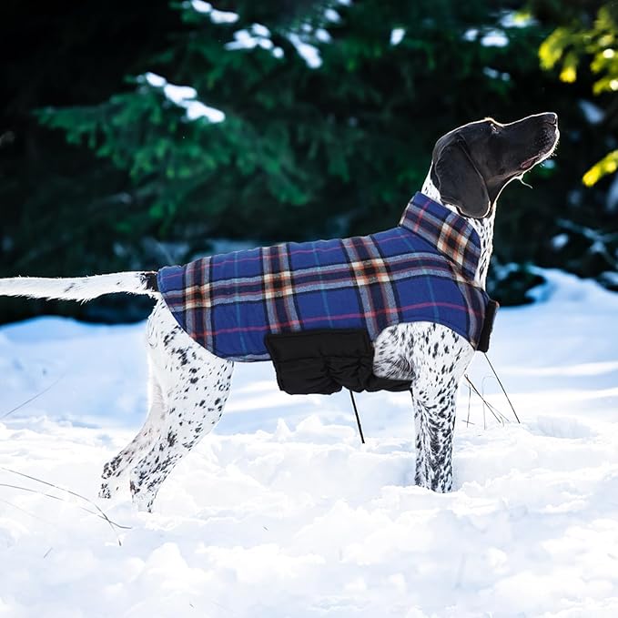 Kuoser Waterproof Dog Coat, Reversible Dog Jacket for Small Dogs, Adjustable Durable Doggie Winter Coat Warm Cozy Puppy Cold Weather Apparel from Small to Large Breed, Navy S
