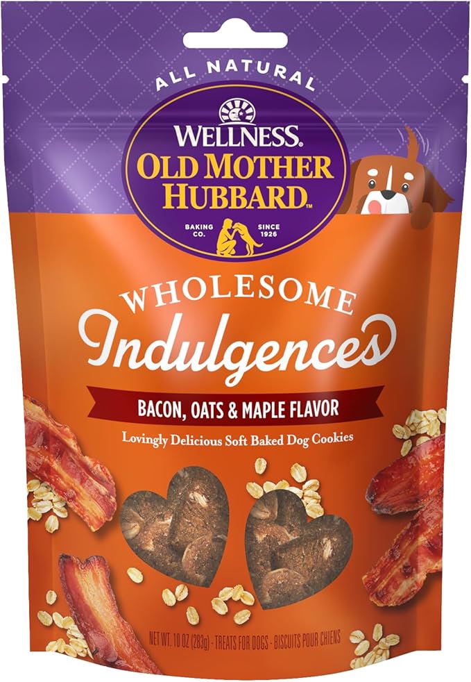Wellness Old Mother Hubbard Wholesome Indulgences Soft-Baked Dog Biscuits, Natural Treats, Bacon, Oats, and Maple Flavor, 10 oz Bag