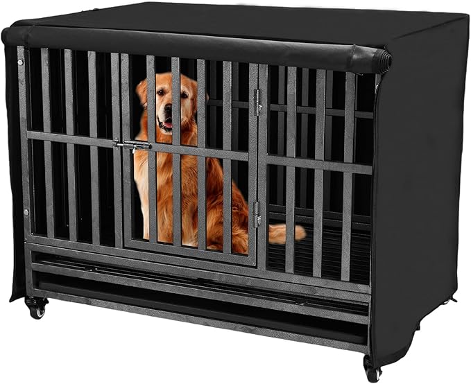 42 inch Heavy Duty Dog Crate Cover Durable 600D Oxford Fabric Dog Kennel Cover Soundproof Waterproof Sunshade Fit For Wire Dog Cage Covers With Breathable Side Window( Only Covers)
