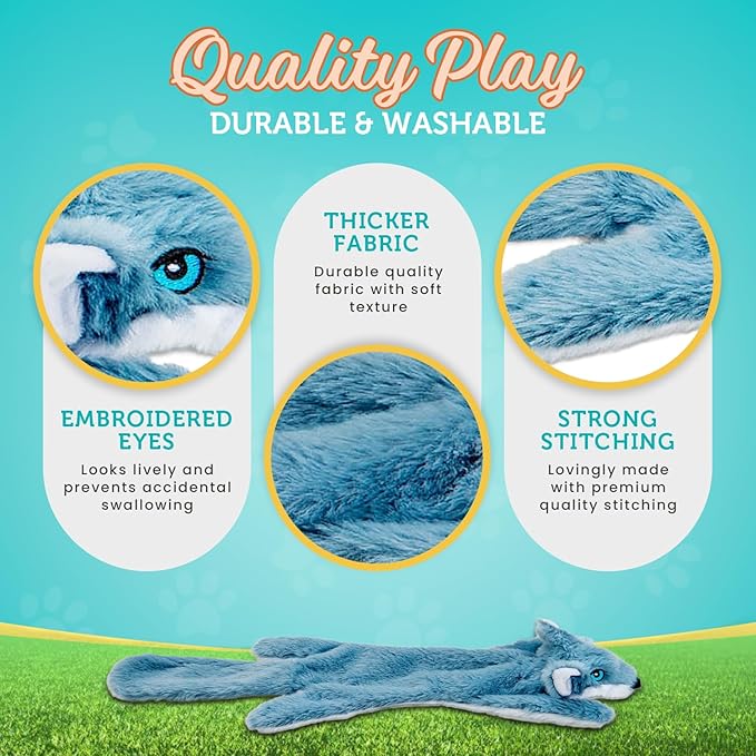 Chesk No Stuffing Dog Toys for Aggressive Chewers – 5-Pack Ultra Soft and Durable Squeaky Dog Toys Crinkle Dog Toy for All Breeds – Machine Washable Cute Dog Stuffed Animal Interactive Toys for Dogs