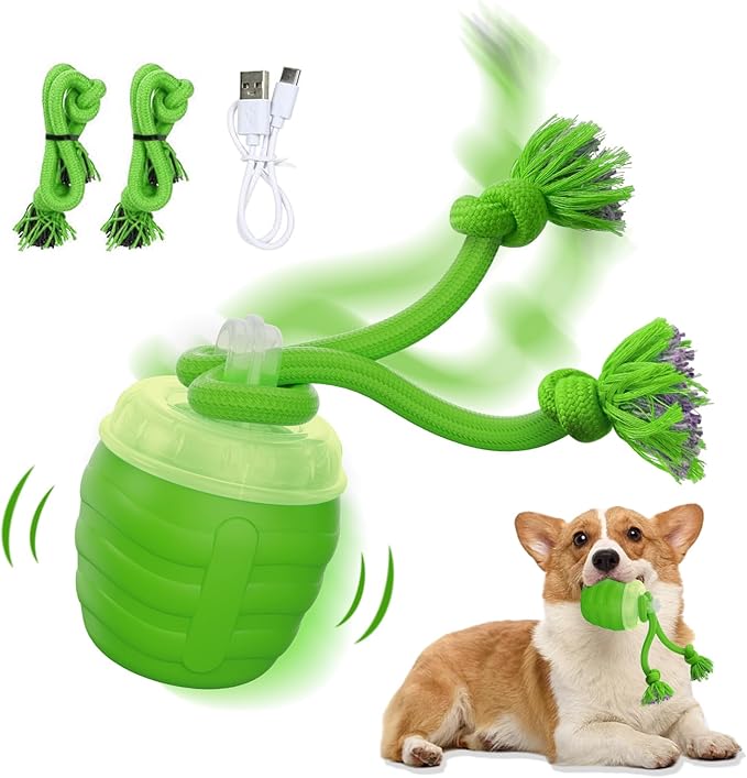 Interactive Dog Toy, [Newly Upgraded] Motion Activated Rolling Ball for Small Dogs, Automatic Moving Dogs Ball for Boredom, USB Rechargeable(Green)