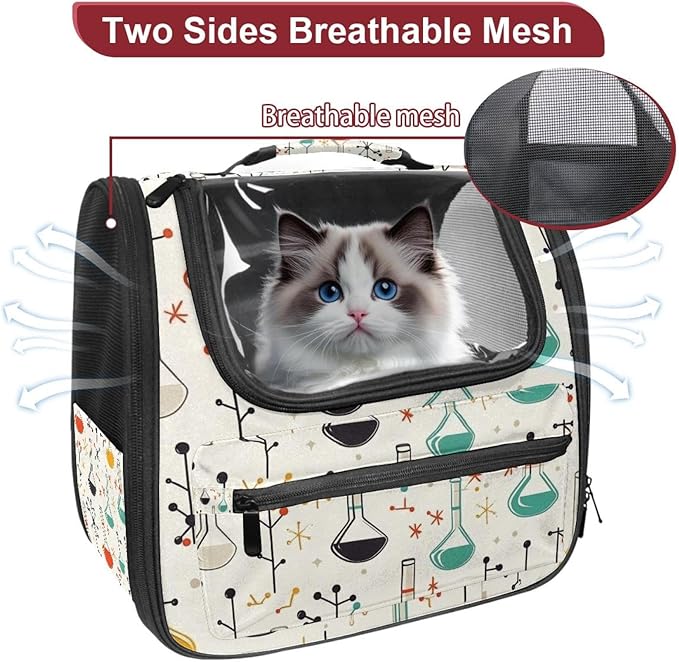 Chemistry with flasks Test Tubes molecul Cat Backpack Carrier Pet Backpack Carrier for Small Dogs and Medium cat Puppy Kitten Bunny