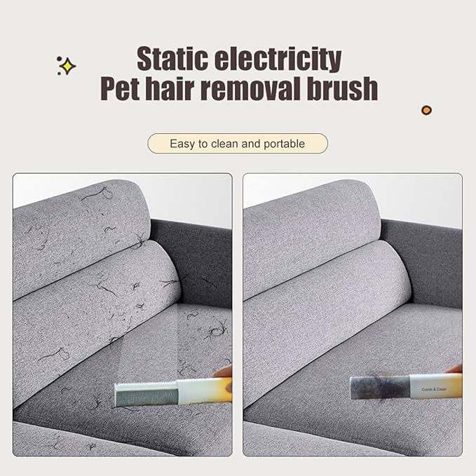 2-in-1 Double Sided Pet Hair Remover Brush - Grooming & Cleaning Tool for Cats Dogs, Static Adsorption Fur Remover for Furniture, Sofa, Car Seat, Clothes, 120g Ultra-Lightweight (Pink)