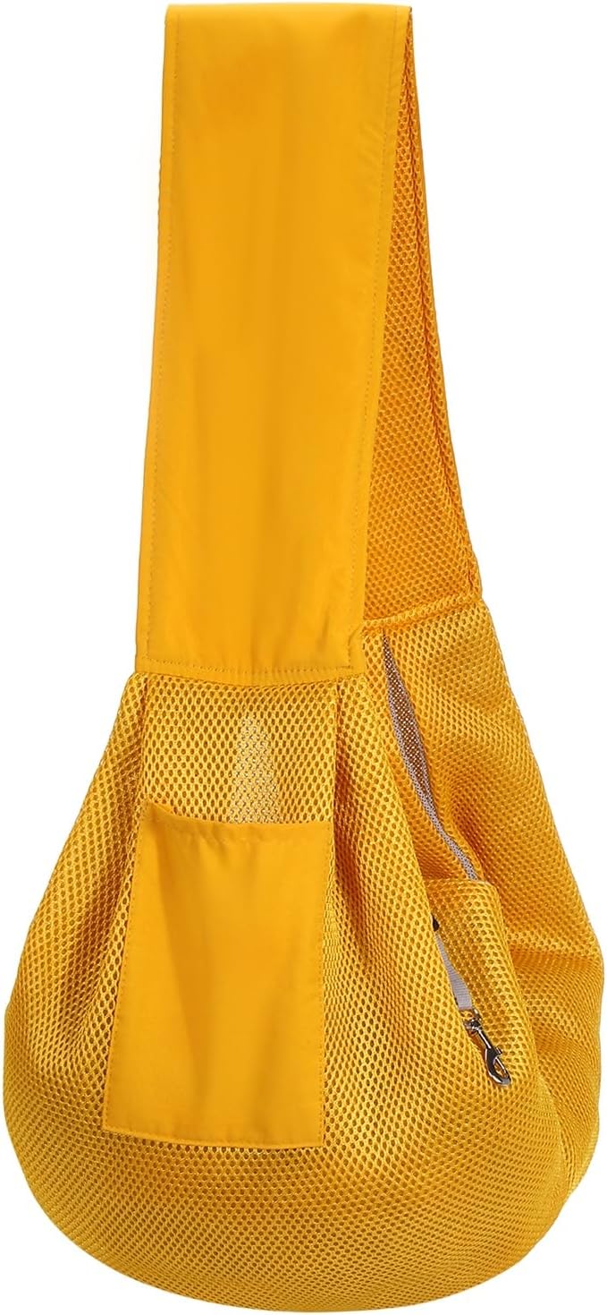 Dog Sling Carrier for Small Dogs and Cats Up to 16.5 Lbs, Breathable Thick Shoulder Strap Pet Crossbody Shoulder Bag, (Yellow, 1 Pcs) Intended for Outdoor/Camp/Travel