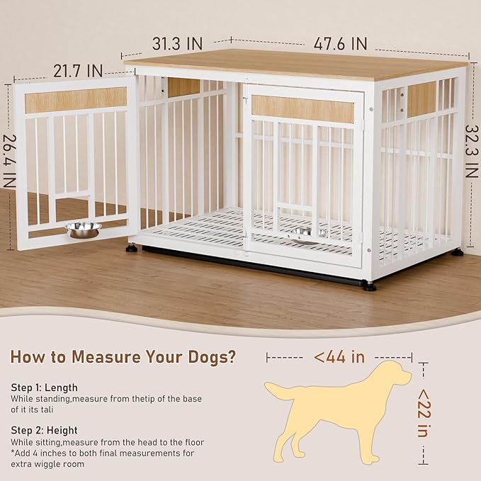 Heavy Duty Dog Crate Furniture for Large Dog, 48 Inch Decorative Pet House End Table, Large Wooden Cage Kennel for Dogs Furniture Indoor