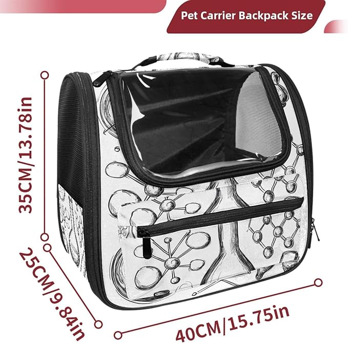 Chemistry Science Doodle (2) Pet Carrier Airline Approved Soft Sided Portable Cozy Travel Pet Bag, Car Seat Safe Carrier for Cats and Dogs
