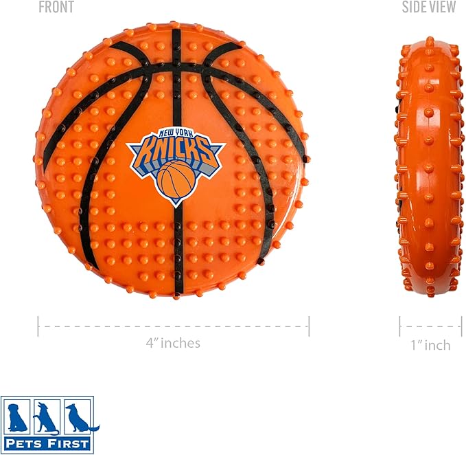 Pets First NBA NY Knicks Hard-Nylon Bacon-Flavored Basketball Chew Toy, Indestructible Dog and Cat Chewy Toy, Tug, Fetch Toy, Sporty Fun Toy for Dogs