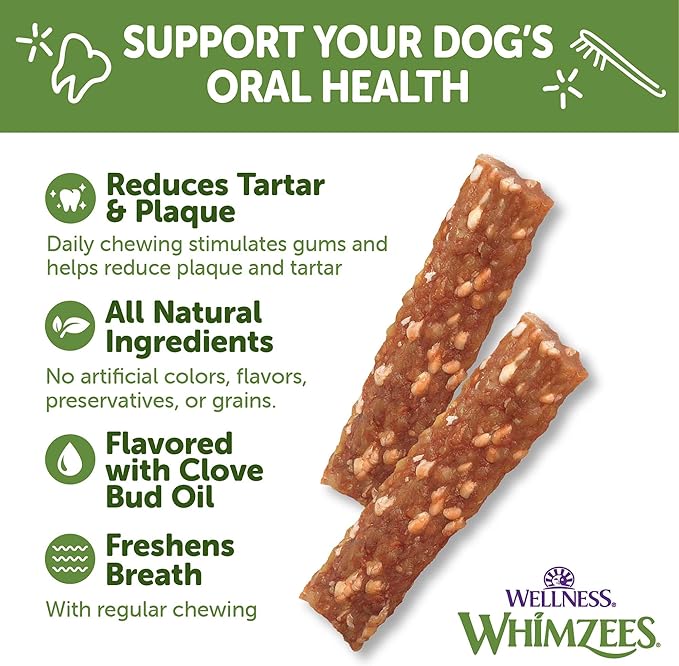 Whimzees Wellness Veggie Strip Dog Dental Treat, Chews, Freshens Breath, Medium Size, 14.81 oz Bag, 14 Count