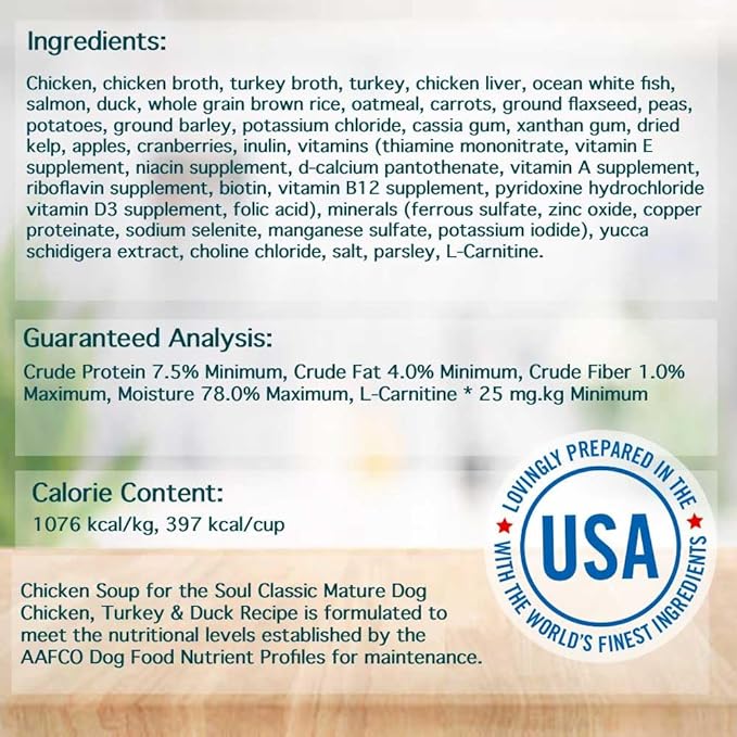 Chicken Soup for The Soul Pet Food - Classic Wet Dog FoodSoy Free, Corn Free, Wheat Free | Dry Dog Food Made with Real Ingredients No Artificial Flavors or Preservatives