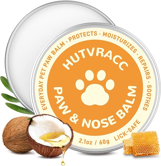 Lick-Safe Dog Paw & Nose Balm | 2.1 oz All Natural Wax with Coconut Oil & Shea Butter | Winter Snow, Road Salt & Hot Pavement Protector | Moisturizer for Dry, Rough Pads & Snouts
