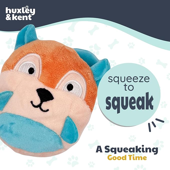 Huxley & Kent Funny Dog Toy w/Squeaker – Power Plush Squeaky Dog Toys for Small Dogs – Durable Small Stuffed Animal for Indoor Play & Fetch - Tiny Tuff Nutty Buddy