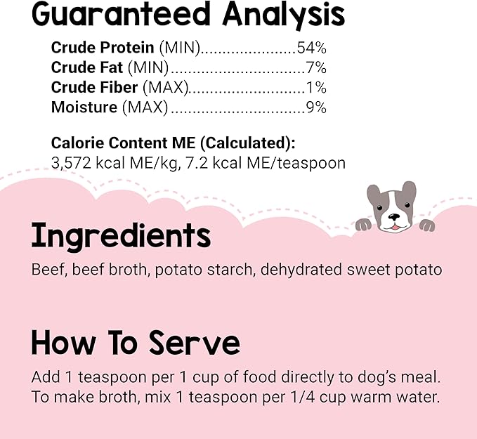 BEAUMONT BASICS Flavors Food Topper for Dogs - Red Meat Recipe with Beef Bone Broth - Natural, Grain Free - Kibble Seasoning & Hydrating Treat Mix for Picky Dog/Puppy, 6.0oz