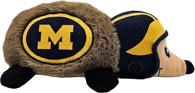 NCAA Michigan Wolverines Plush Hedgehog Toy for Dogs & Cats, Cool Soft Pet Toy for Fun and Interactive Play, Dog Chew Toy with Squeaker, Licensed Hot Pet Toy