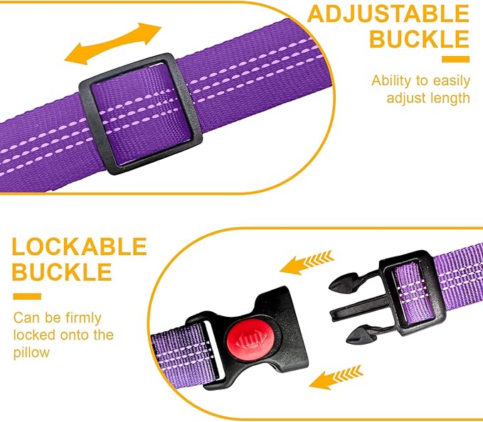 2-Pack Dog Car Seat Belt, 3-in-1 Headrest-Mounted Dog Seatbelt for Car, Adjustable Nylon Pet Safety Leash with Elastic Buffer & Reflective Stitching, Durable Car Harness for Dogs Fits Most Vehicles