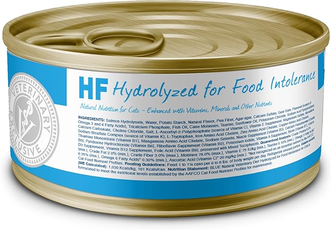 Blue Buffalo Natural Veterinary Diet HF Hydrolyzed for Food Intolerance Wet Cat Food, Veterinarian's Prescription Required, Salmon, 5.5-oz. Cans (24 Count)