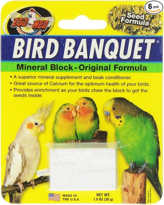 Zoo Med Bird Banquet Mineral Block - Original Seed Formula Small - 1 Block - 1 oz - Pack of 6