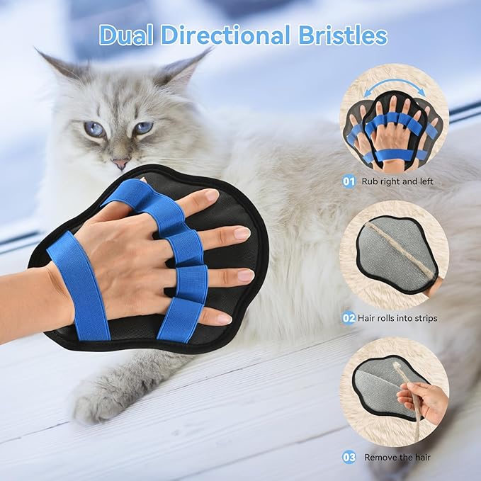 AstraLoom Pet Hair Removal Glove for Cats & Dogs, Upgraded Reusable Electrostatic Pet Hair Remover Gloves, Pet Hair Remover for Couch, Carpet, Car Seat & Laundry (1PCS)