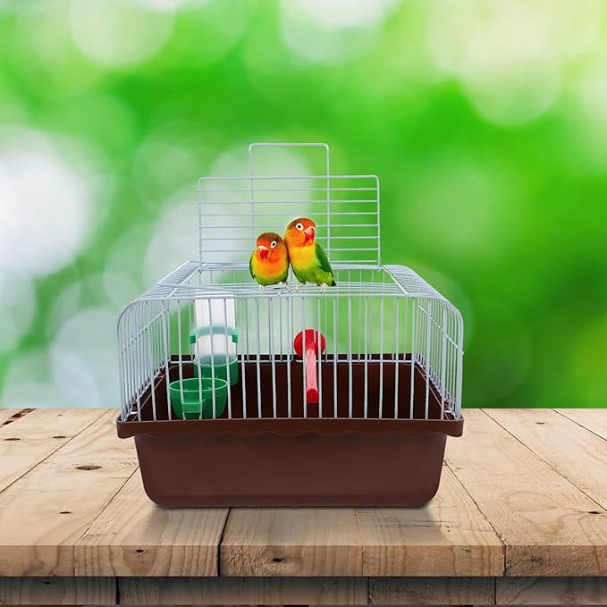 LALAFINA Portable Bird Cage for Travel with Perch Food Box Waterer Abs Iron Construction Spacious Lovebird and Small Parrot Carrier Carry Bird Travel Crate for Outdoor Use
