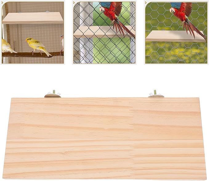 Luxshiny Wooden Perch Stand Platform for Parrots and Small Pets, Bird Cage Accessory Resting and Activity for Parakeets, Cockatiels, Hamsters, Squirrels, and Chinchillas