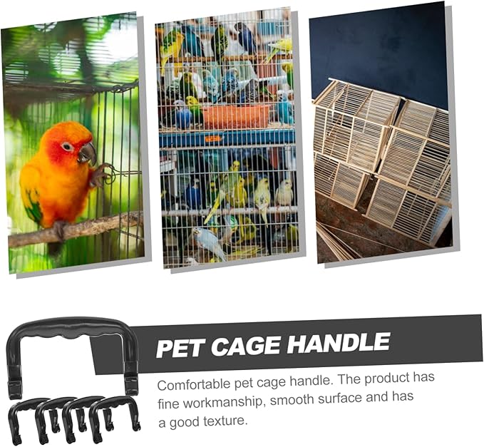 VANZACK 5pcs Portable Plastic Handles for Pet Cages Lightweight Easy Use Bird Cage Handles for Hamsters and Comfortable Grip for Outdoor Carrying