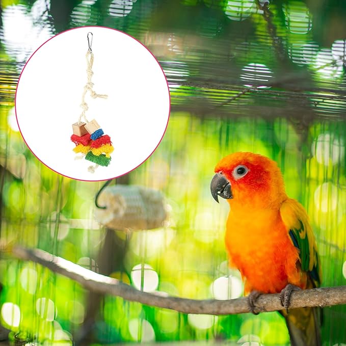 Natural Parrot Chewing with Seagrass Rope Bird Foraging and Shredding Lightweight Wear-Resistant Hanging Accessory for Cage Decoration and Active Pet Play