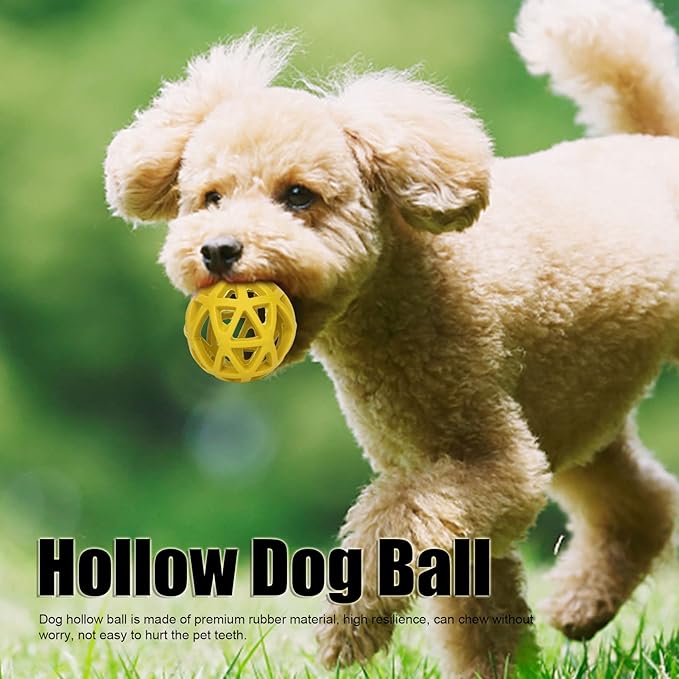 Asixxsix Hollow Dog Ball, Rubber Dog Toy Puzzle Ball Bite Dog Hollow Ball Toy Fun Interactive Chewing Pet Toy Ball, Lightweight and Portable Pet Toy for Dogs Cats Pets (L)