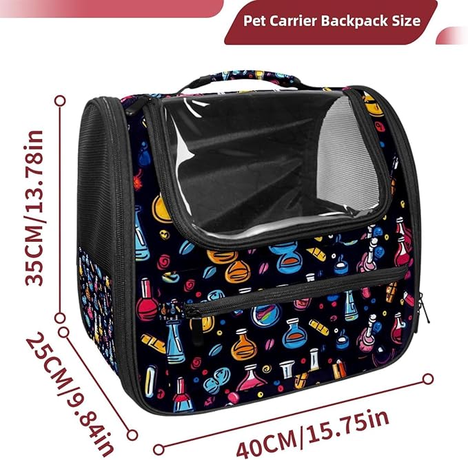 Chemistry Science Laboratory (7) Cat Carrier Backpack,900D Wear-Resistant Oxford Fabric, Dog Carrier Cat Backpacks Suitable for Travel