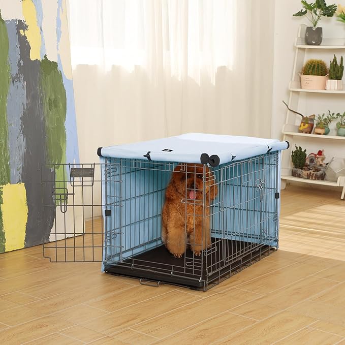 X-ZONE PET Double Door Dog Crate Cover - Polyester Pet Kennel Cover Fits 48 inches Wire Dog Cage Blue