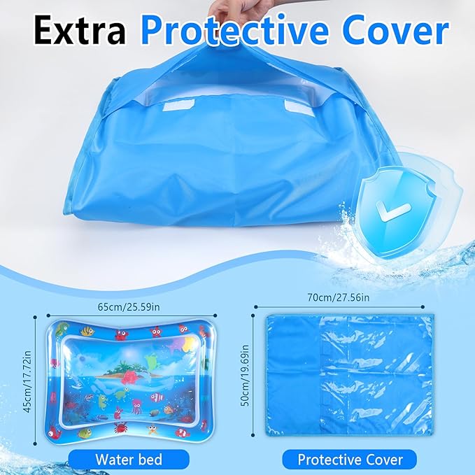 Extra-Thick Cat Water Mat with Protective Cover, Leak-Proof Interactive Water Sensory Play Bed for Indoor Cats & Kittens, 20x28 Inch, Summer Cooling Pet Pad