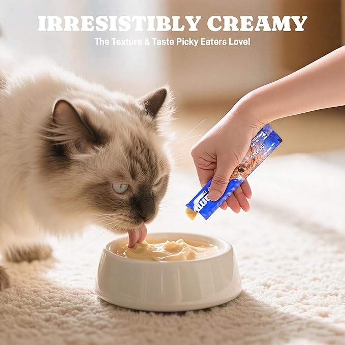 Lickable Cat Treats, High Moisture Hydrating Creamy Puree Squeeze Tubes, Variety Pack, 72 Tubes 0.5oz, Grain-Free, Omega Oils & Vitamin E, Skin & Coat Health, Digestive and Immune Support