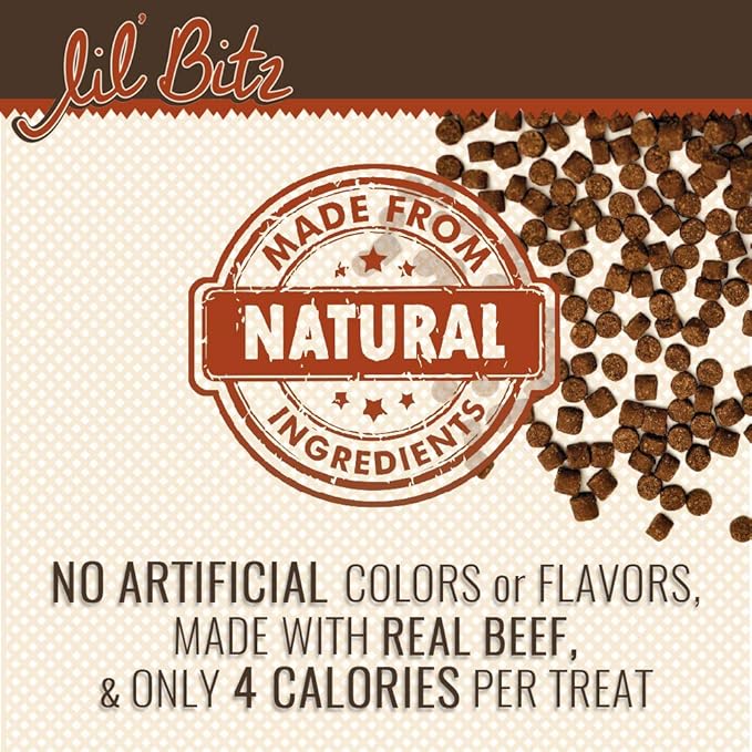 Lil' Bitz Soft & Chewy Training Treats for Dogs, Bite Size Reward Treats for Training & Positive Reinforcement, Grain Free Dog Treats Made with Real Beef, Hickory Smoked Beef Flavor, 4 oz Bag