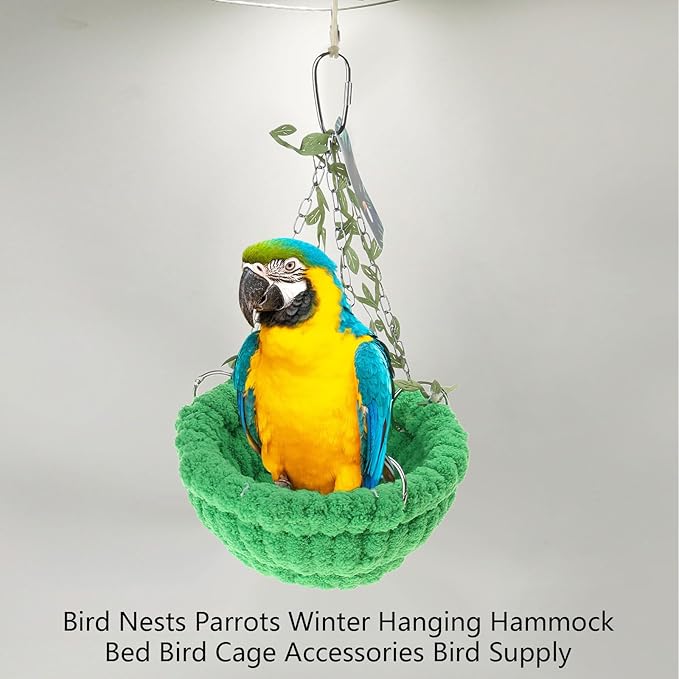 Parrots Hanging Hammock for Winter Plush Warm House Bird Cage Nest Small Pet -Mounted House Accessories Hammock for Small Birds