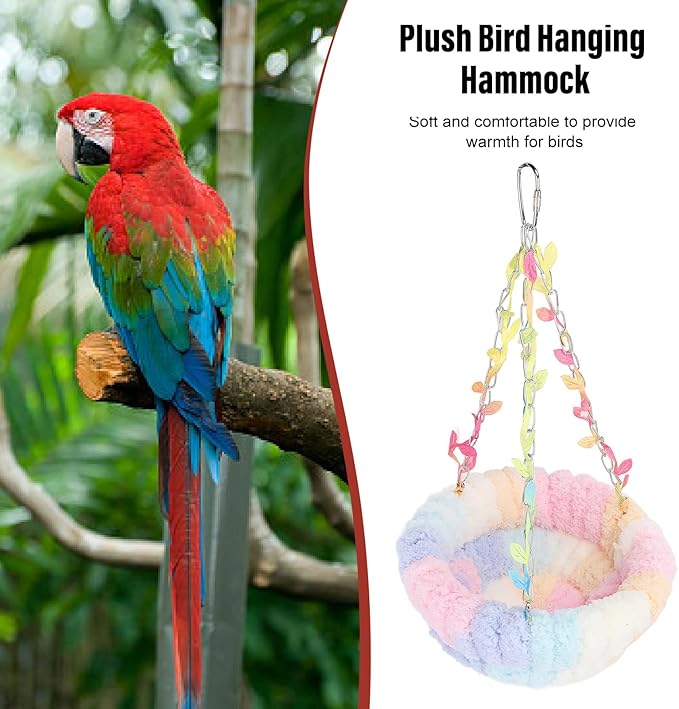 Bird Hanging Hammock, Plush Warm Bird Swing Bed Bird Cage Accessory for Parakeets Budgie Conure Cockatiel