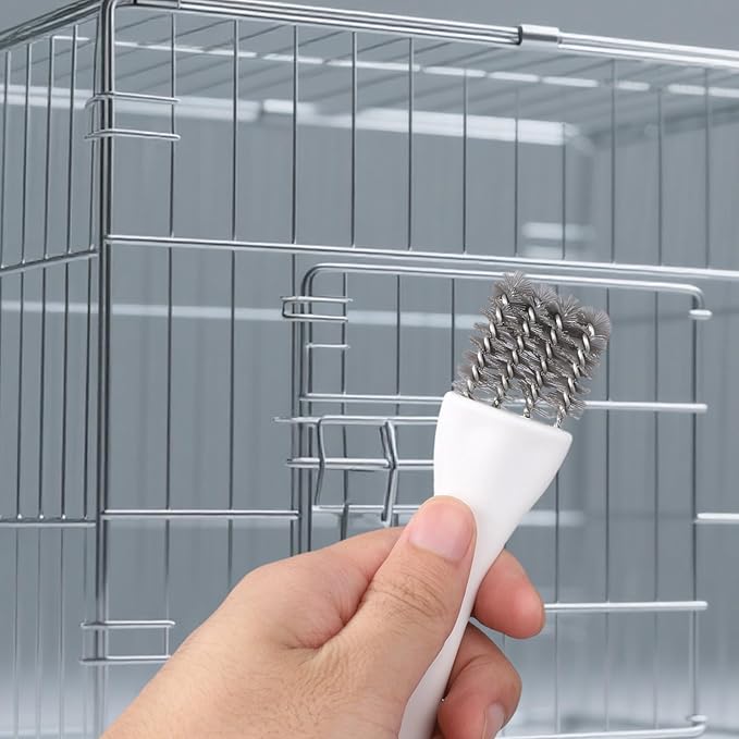 Penitue 4pcs Bird Cage Brush with 1 Scraper, Long Handle Bird Cage Shovel Cleaner for Cleaning Kennels Perches Parrot Parakeet Pet Accessories