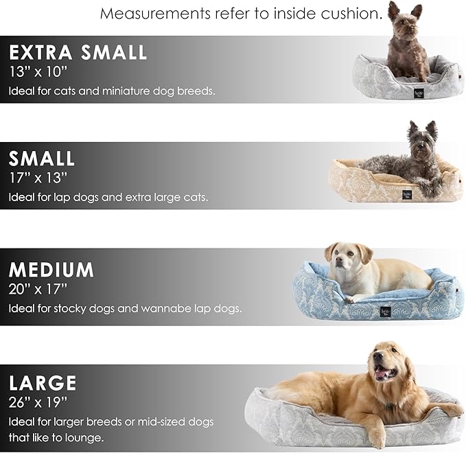 Nicole Miller New York PET Mod Damask Plushy Bolster Pet Bed, Cozy & Calming, Non-Slip Bottom, Machine Washable Cover, Taupe, Small 24"x19"x7"