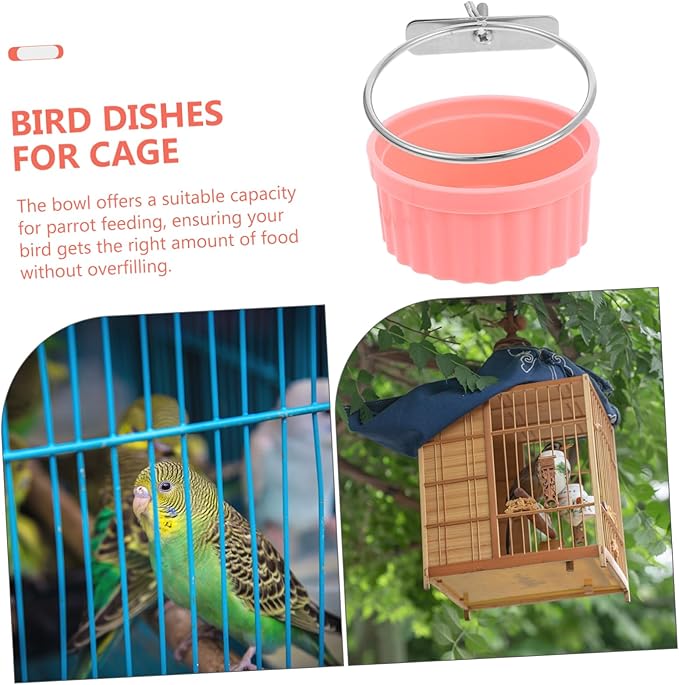 Toyvian Stainless Steel Parrot Food Bowl Hanging Feeder Dish for Small Pets Cats Dogs Birds Easy to Clean Nonslip Design Bird Cage Accessory