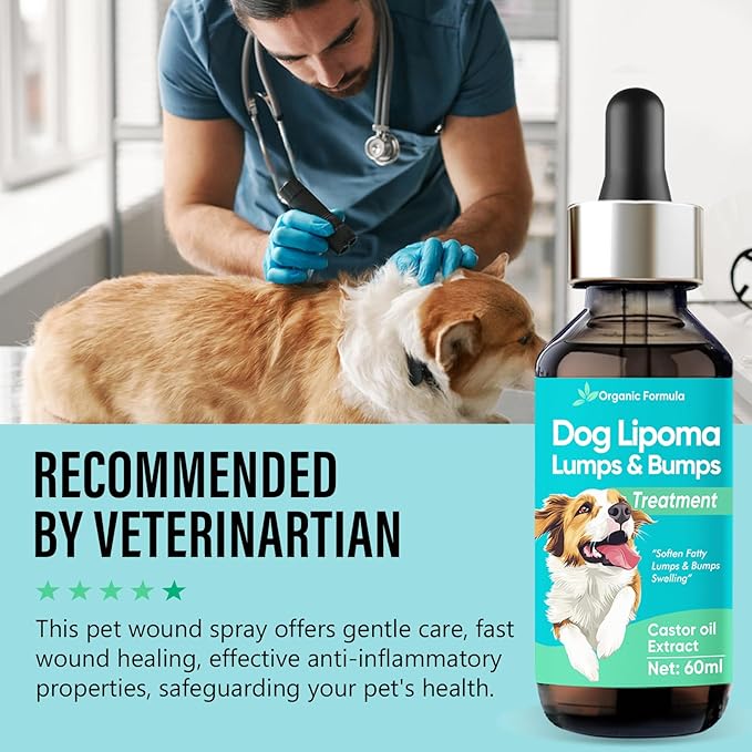 Lipoma Treatment for Dogs Cats - Lipoma Treatment Targets Guard for Dogs Lumps and Bumps, Castor Oil with Reishi & Turkey Tail Mushrooms to Lipoma Reduction & Boost Immune Health, 60ML