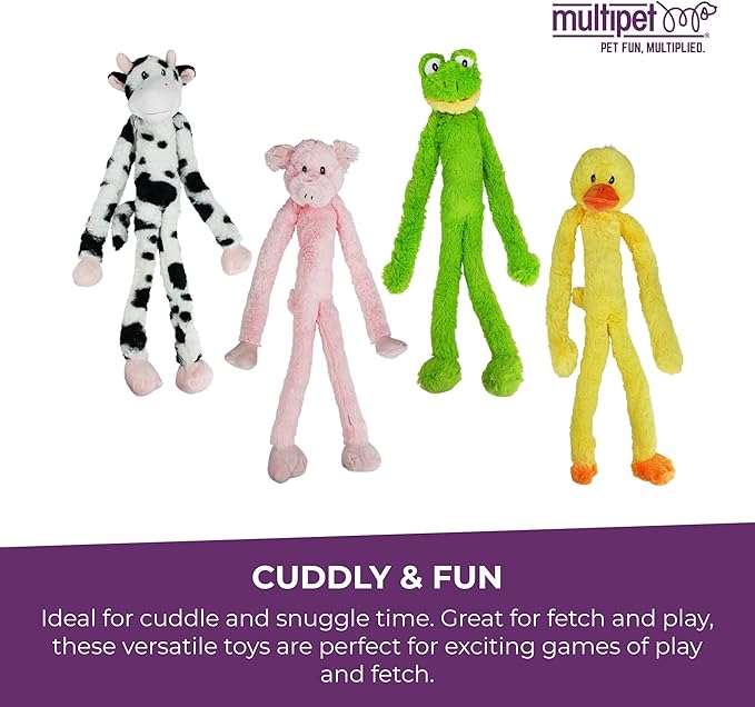 Multipet Swingin' Slevin Frog Dog Plush Toy - Squeaky Toys for All Dogs - Extra Soft Plush - Stuffed Animal for Cuddling & Playing - Cute Dog Pet Toy (27”, Green, 5 Squeakers)