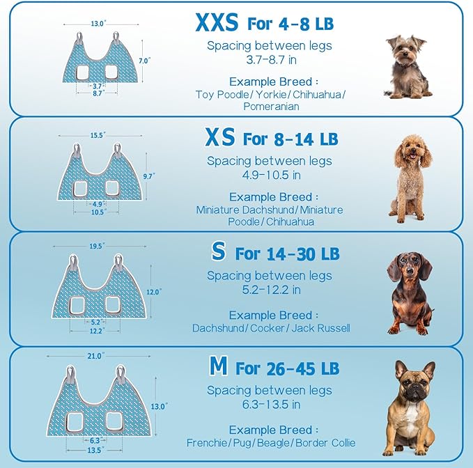 Supet Dog Grooming Hammock Harness for Dogs Cats, Relaxation Pet Nail Clipper Hammock, Restraint Dog & Small Animal Leashes Sling for Groomingk for Nail Trimming (Coral Blue, S)