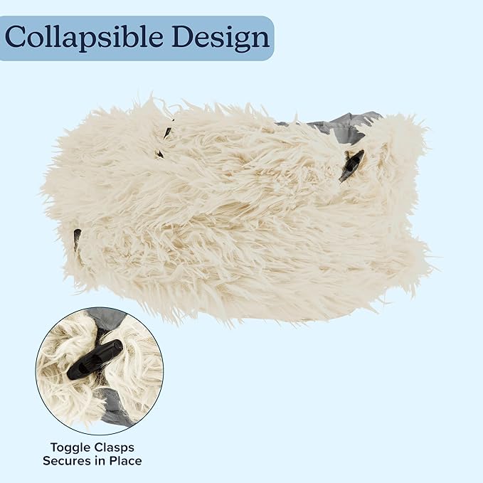 Cat Tunnel with Bed for Indoor Cats - 3FT Multifunctional Cat Tunnel Bed with Toys - Soft, Plush Peekaboo Cat Cave for Kittens, Cats, Ferrets, and Rabbits - Cat Products by PETMAKER (Cream)
