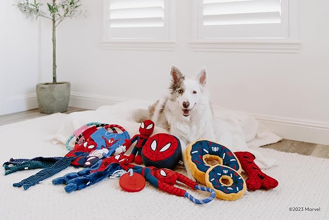 ZippyPaws Marvel ZippyTuff Teetherz - Teething Dog Toy for Puppies, Tough Dog Chew Toy for Aggressive Chewers, Spider-Man