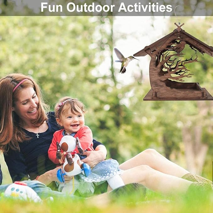 CHILDWEET Wooden Bird Feeder House Hanging Outdoor Decorative Birdhouse Garden Nest Home for Wild Birds and Backyard Birding