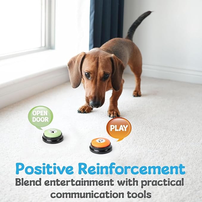 A-URA Dog Buttons for Communication with Mat, HD Sound Quality Dog Talking Button Set – Non-Slip Back Mat, Dog Buttons Talk for Training, Pet Talking Buttons for Dog (Pack of 8)