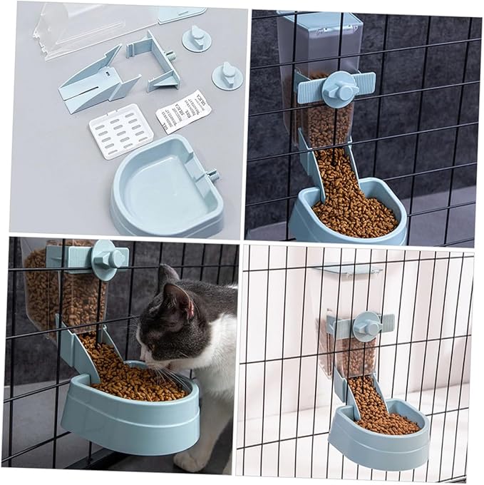 DOITOOL Hanging Automatic Bird Feeder Small Pet Feeder with Food Dispenser Blue for Indoor Bird Cage and Hamster Cage Accessories