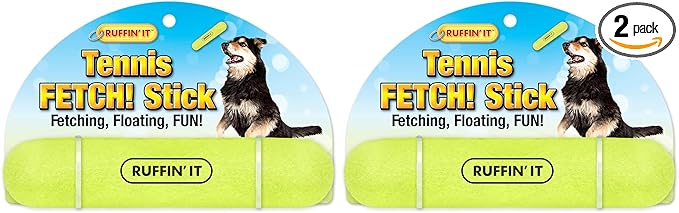 RUFFIN' IT Tennis Fetch Stick for Dogs - Dog Chew Toy for Park, Home, or Beach (Pack of 2)