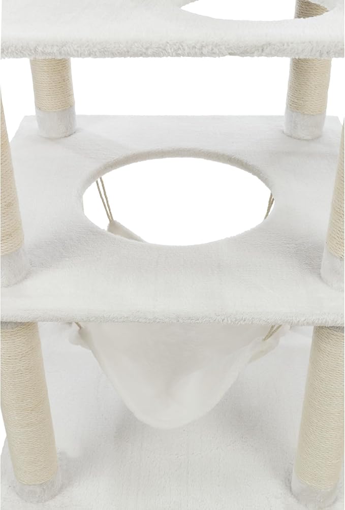 TRIXIE Abby 63.5" Cat Tower, 4-Level Sisal & Plush Cat Tree, Cat Scratcher, Condo, Hammock, Platforms Dangling Cat Toy