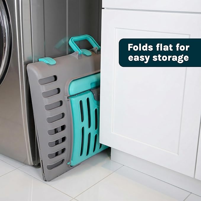 SportPet LARGE Hard-Sided Travel Cat Carrier - Cat Carrier with Patented Wide Side-Opening Door, Foldable Portable Pet Carrier with Removable Bed for Cats & Small Pets up to 25lbs - Gray/Tan